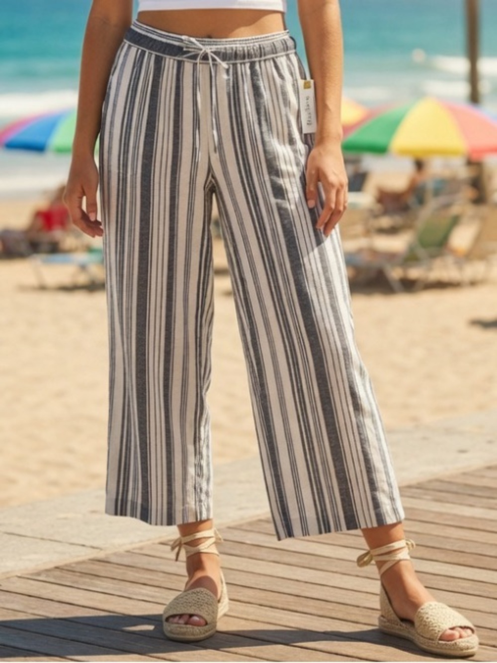 NEW Land N Sea Linen Blend Wide Leg Pants XL NWT